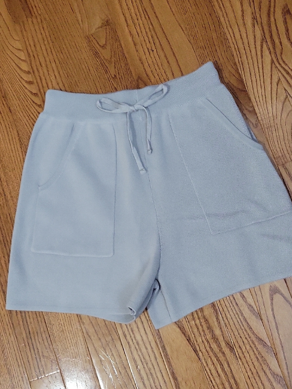 Light Blue Knit Drawstring Shorts